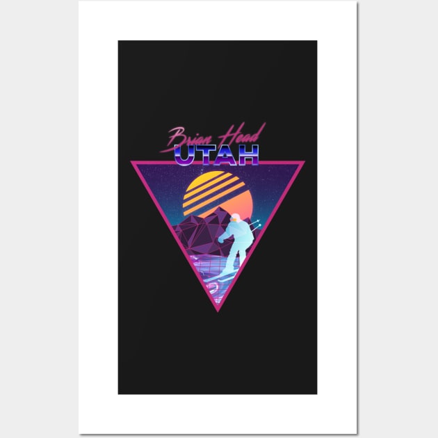 Retro Vaporwave Ski Mountain | Brian Head Utah | Shirts, Stickers, and More! Wall Art by KlehmInTime